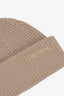 Merino Wool Embroidered Beanie - Soft Taupe