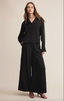 Isolde Wide Leg Satin Pant - Black