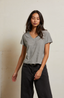 Hendrix V-Neck Tee - Ivory/Blk Stripe