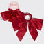 Holiday Satin & Rhinestone Bow Scrunchie