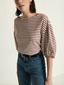 Sandra Boatneck Top - Sable Stripe