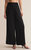 Isolde Wide Leg Satin Pant - Black