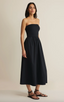 Sunsought Strapless Midi Dress - Black